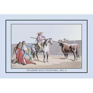  Vintage Art Spanish Bull Fighting, No. 2 Attack of the 