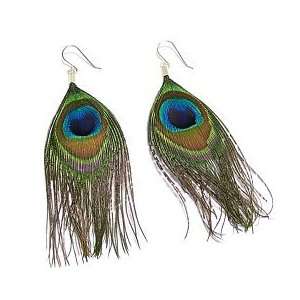  Charmed by Stacy Peacock Feather Earrings Jewelry