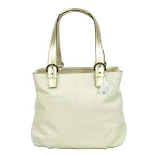 Coach 17216 Soho Leather North South NS Tote Bag Purse WHITE Gold NWT 