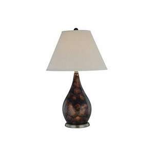 Lite Source Dacian 1 Light Table Lamp, Antique Brass/Painted Glass 