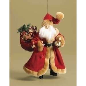  Pack of 3 Red Velvet Santa Claus Christmas Ornaments 10 