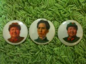   Revolution Batch of 3 Chairman Mao Vintage Plastic Badges  
