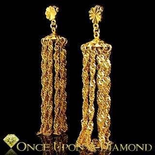Solid 22K Yellow Gold Ladies Chandelier Dangle Link Post Earrings 2.25 