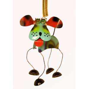 Garden Ornamental Blue Dog with Chimed Feet, Bouncy and Hanging 