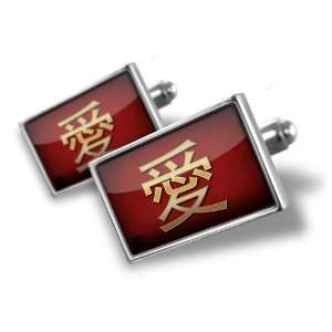   Love Chinese characters, letter red / yellow   Hand Made Cuff Links