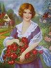 very pretty colorful old fashioned Woman basket of red 