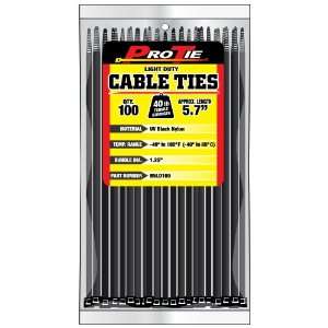 Pro Tie B5LD100 5.7 Inch Light Duty Standard Cable Tie, UV Black Nylon 