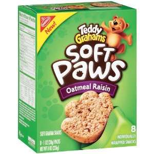 Nabisco Teddy Grahams Soft Cookie Paws Oatmeal Raising, Box of 8 1 oz 