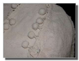 Vintage Full White Chenille Bedspread Blanket Pom Poms  