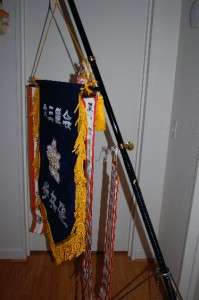 Commemorative WWII Japanese Army Flag/Pole/Stand/Case  