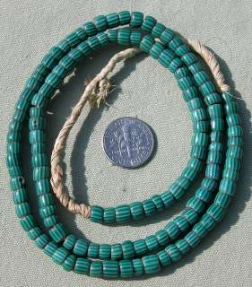 venetian 6 layr small green chevron african trade beads  