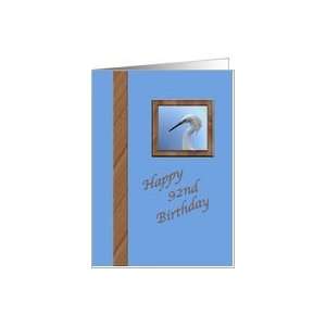    92nd Birthday Day Card with Snowy Egret Portrait Card Toys & Games
