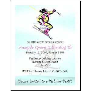  Snow Ski Girl Birthday Party Invitation Health & Personal 