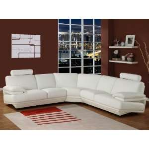  CR Sheraton White Modern Leather Sectional Sofa