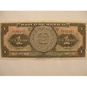  Un Peso Banco De Mexico Paper Money. 