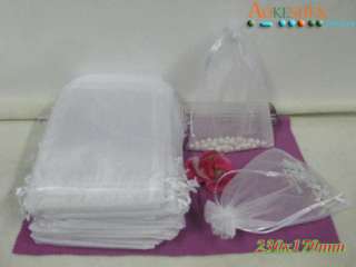 White Sheer Organza Wedding Favor Gift Bags Pouches / Premium Jewelry 