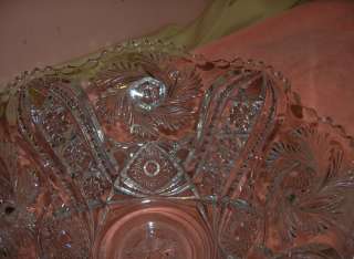 Vintage Pressed Glass Crystal Punch Bowl 14 Pc Set  