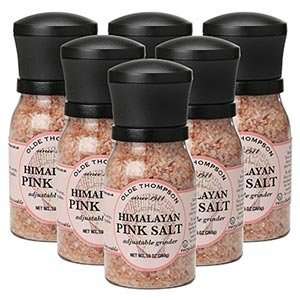 Olde Thompson Himalayan Pink Salt Adjustable Grinder,6 Jars, 10 Oz 