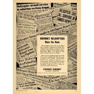 1946 Ad Sikorsky Helicopters Bridgeport CT Headlines   Original Print 