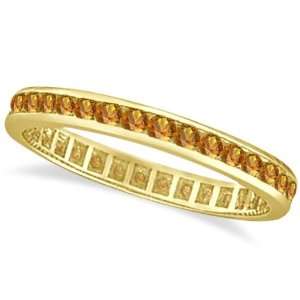  Citrine Channel Set Eternity Ring Band 14k Yellow Gold (1 
