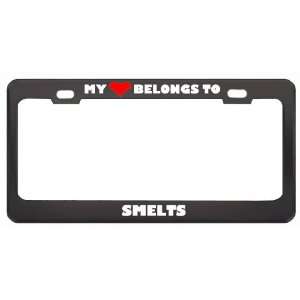 My Heart Belongs To Smelts Animals Metal License Plate Frame Holder 