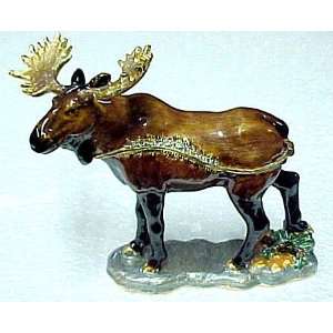  North American Moose Jeweled Trinket Box Bejeweled