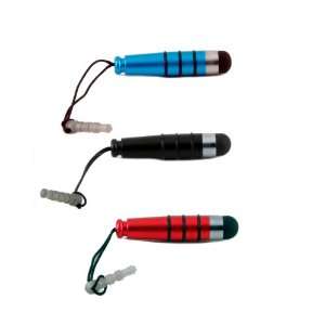  3 Pack Blue, Red, Black Mini Stylus Pens by Boho Tronics 