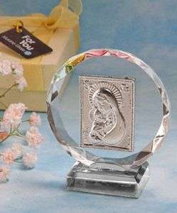 Exquisite Madonna & child crystal plaque Baptism Favor  