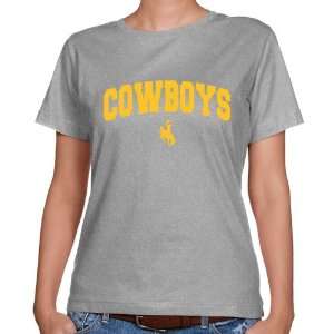  NCAA Wyoming Cowboys Ladies Ash Logo Arch Classic Fit T 