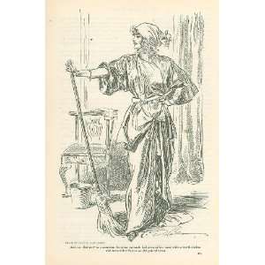   Gibson Victorian Cleaning Lady Holding Broom 