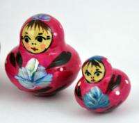   Matryoshka Style Nesting Dolls Hand Painted Chubby Girls 5 pcs Mint