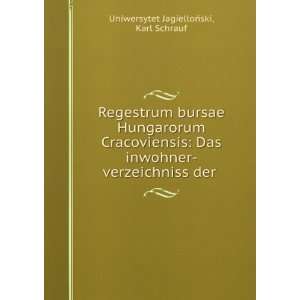  Regestrum bursae Hungarorum Cracoviensis Das inwohner 