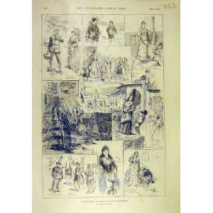  1888 Sketches Armada Drury Lane Theatre Scenes Print