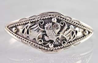 Navajo Harry Yazzie Sterling Silver Eagle Cuff Bracelet  