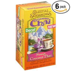 Celestial Seasonings Chai Tea Sweet Coconut Thai DECAF, 20 count (Pack 