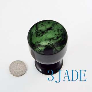 Hand Carved Natural Green Jade / Nephrite Cup  
