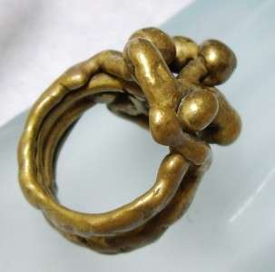 Heavy Artisan Hand Forged Brass MODERNIST Ring 20g  