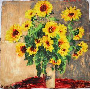 Art Square 100% Silk Scarf Claude Monets Sunflowers  