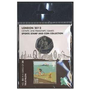  2012 Olympic Triiathlon Stamp and Coin Card From Royal 
