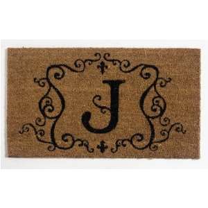  Monogram Decorative Natural Coir Fiber Doormat Insert   J 
