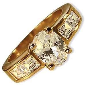    24k Gold GP Oval CZ Simulated Diamond Cocktail Ring Jewelry