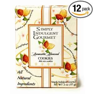 Simply Indulgent Gourmet Amaretto Almond Cookies, 2 Ounce Boxes (Pack 
