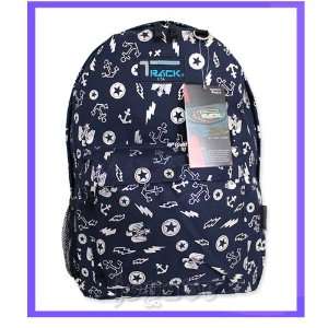 Track Silver Colored Eagle Anchor Star Signs Backpack School Bag 16.5 