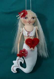 OOAK Primitive Folk Art ,Mermaid doll.  
