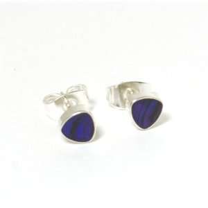   925 Silver Purple Triangle Paua Shell Earrings Inferno Jewelry