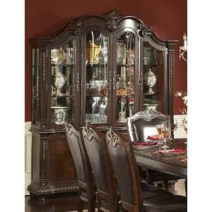  China Cabinet Buffet Hutch Acanthus Leaf Carvings in Rich 