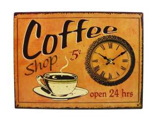 Coffee Shop Open 24 Hours 13 X 9 Sign / Wall Clock  