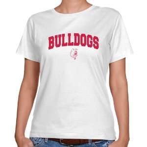  Ferris State Bulldogs Ladies White Logo Arch Classic Fit T 