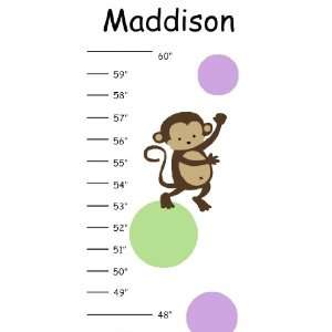   Celery Green & Lilac Monkey Canvas Growth Chart 