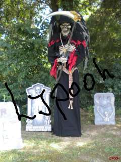LIFESIZE ANIMATED DEATH REAPER w WINGS HALLOWEEN PROP  